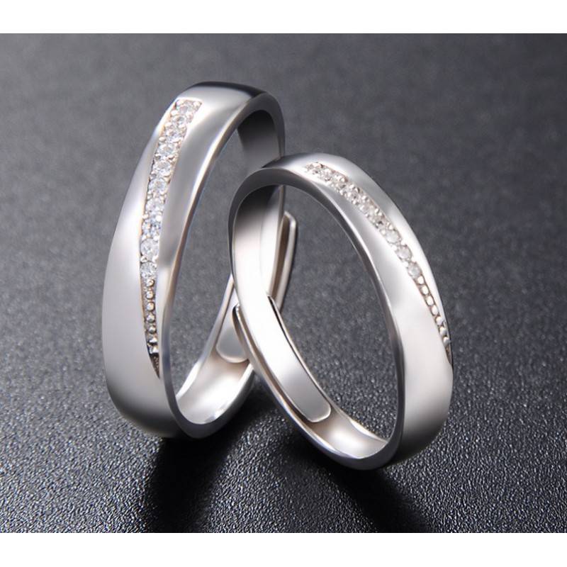 925 SILVER COUPLE RINGS SIZES ADJUSTABLE 