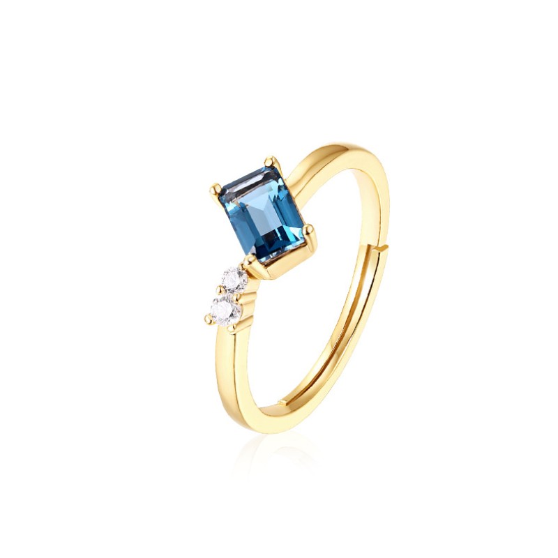 925 silver 9k gold plating square ring