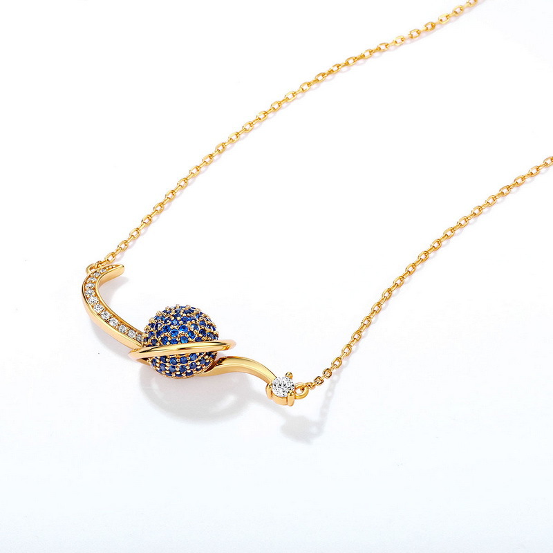 925 silver 9k gold plating revolving sphere necklace