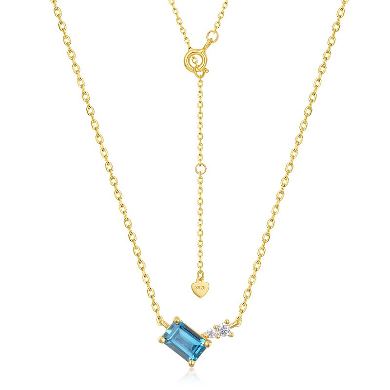 925 silver blue Topaz necklace