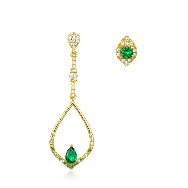 925 silver green zircon drop earrings