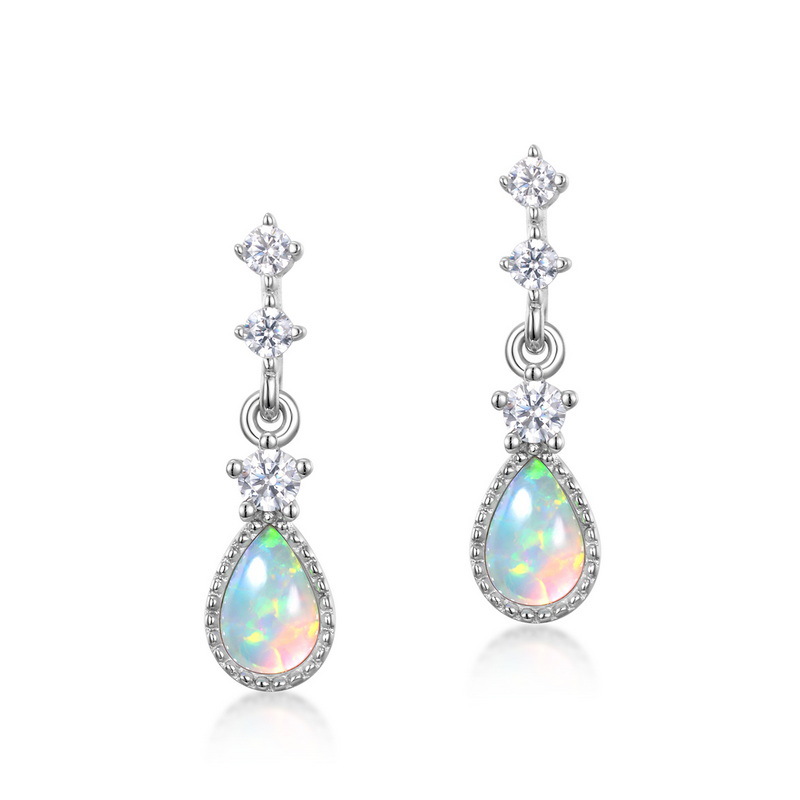 925 silver Opal stone drop earrings