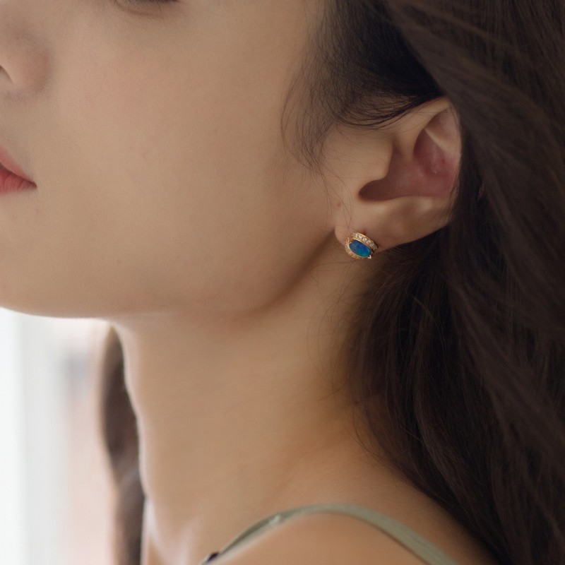 925 silver blue zircon earrings stud