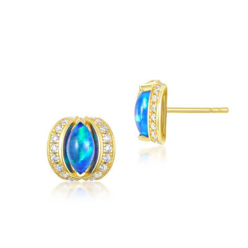 925 silver blue zircon earrings stud