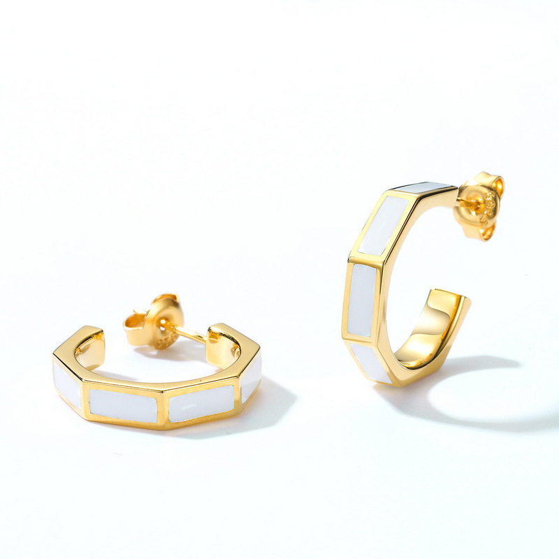 925 silver gold plating geometric earrings