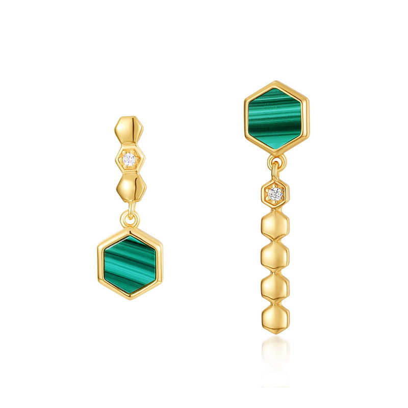 925 silver malachite drop earrings