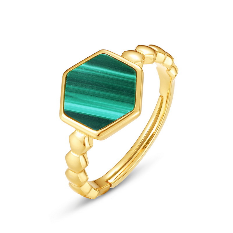 925 silver geometric malachite ring