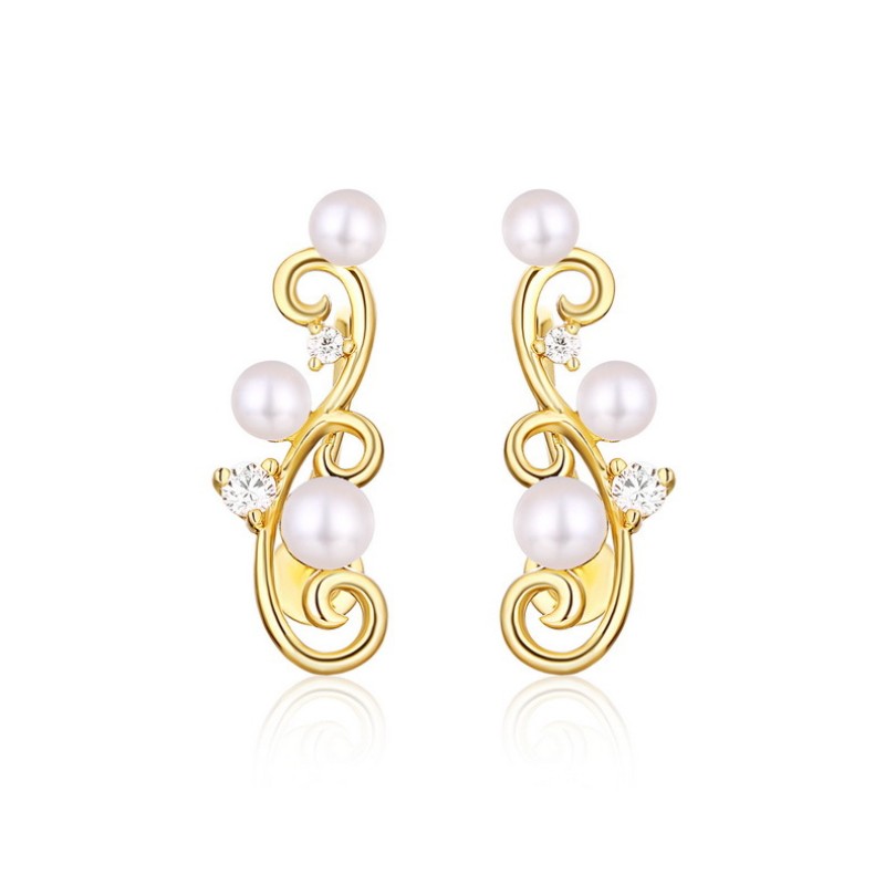 925 silver rattan pearl earrings