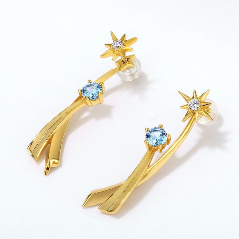 925 silver meteor zircon earrings stud