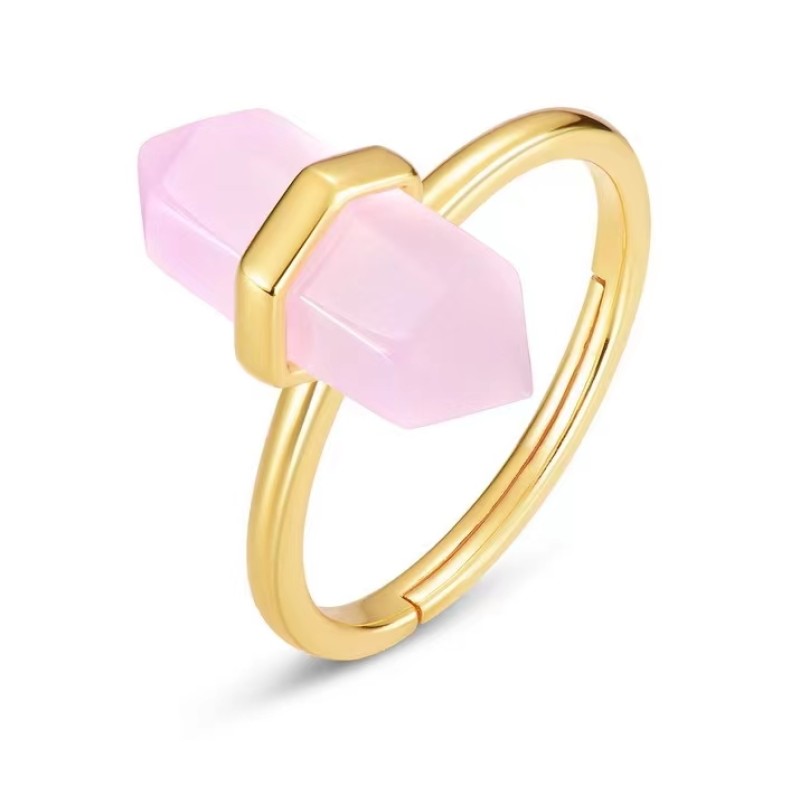 925 silver geometric pink crystal ring