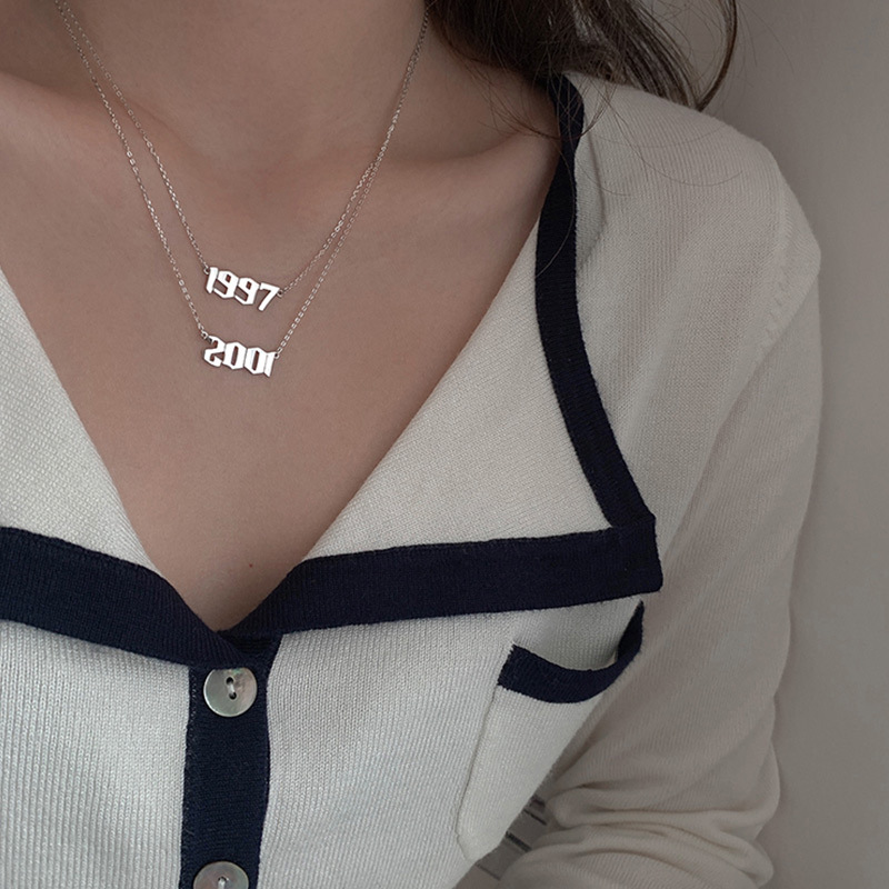 925silver number necklace