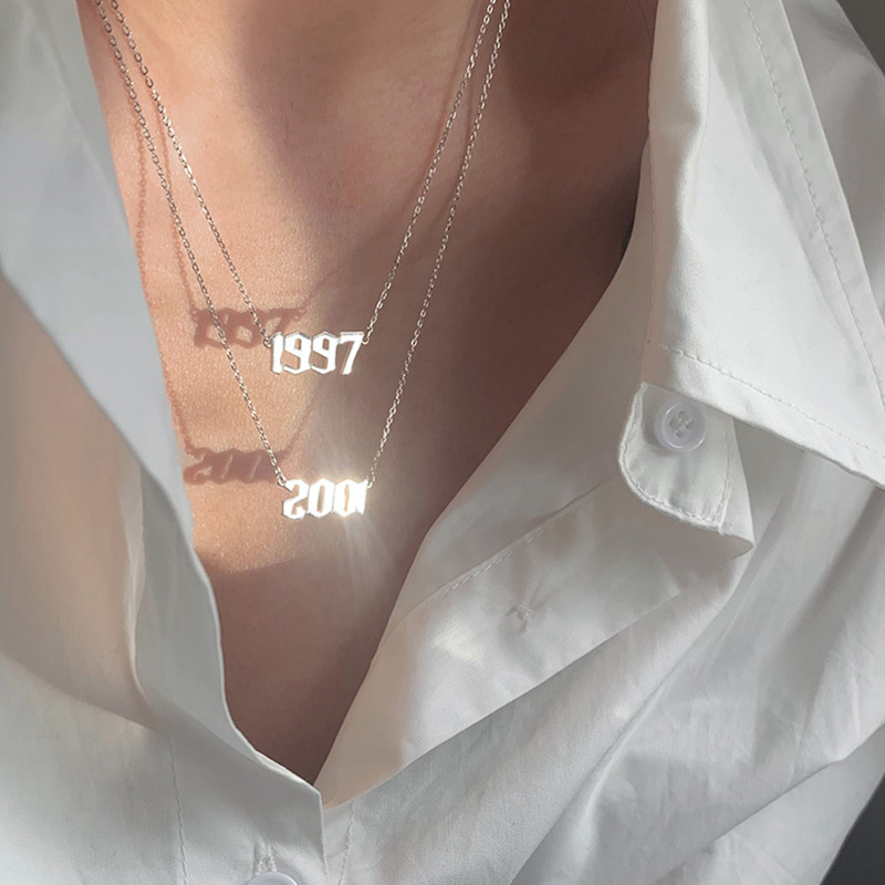 925silver number necklace