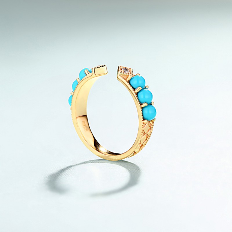 turquoise RING 925 SILVER GOLD PLATED 