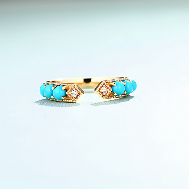 turquoise RING 925 SILVER GOLD PLATED 