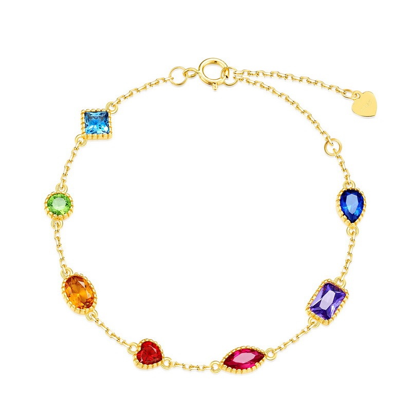 COLORFUL CZ women bracelet silver gold plated