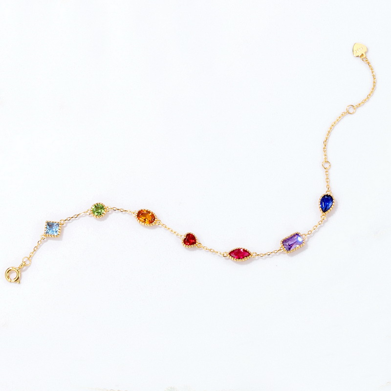 COLORFUL CZ women bracelet silver gold plated