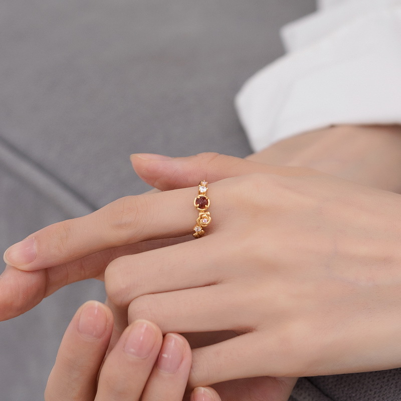 Garnet ring 925 silver gold plated