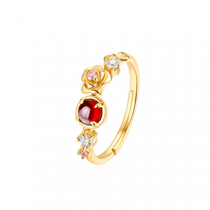 Garnet ring 925 silver gold plated