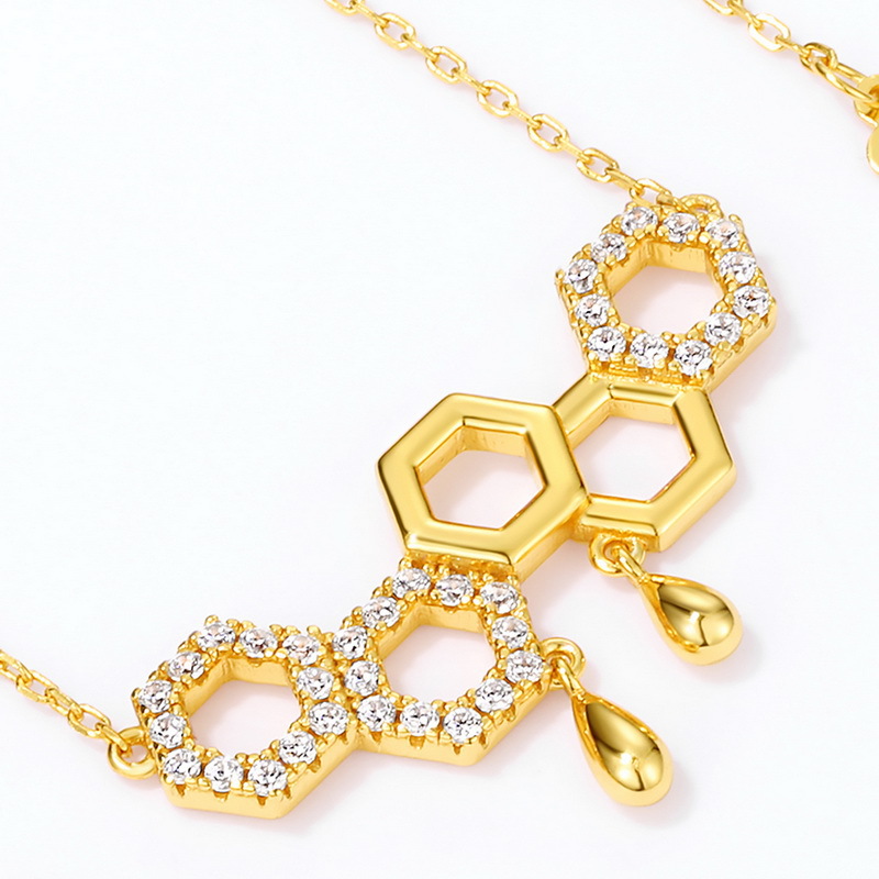 honeycomb pendant 925 silver necklace