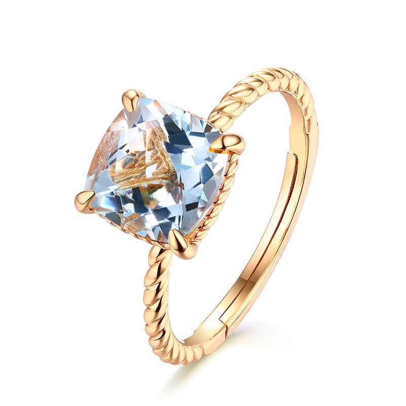 Blue topaz ring silver gold plated ring