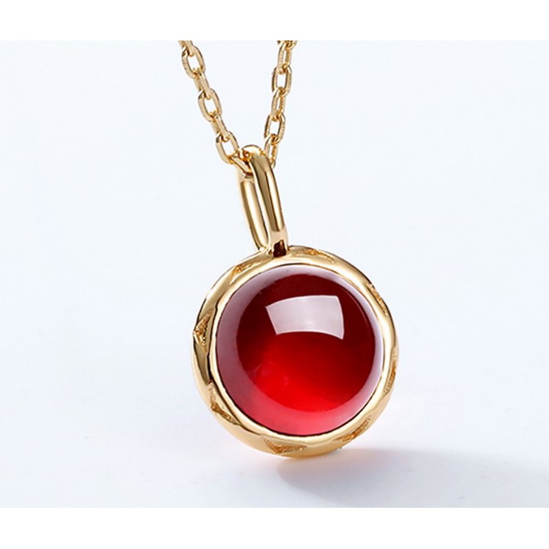 Garnet pendant 925 silver necklace