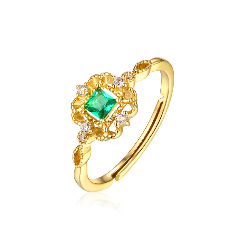 925 silver green zircon ring