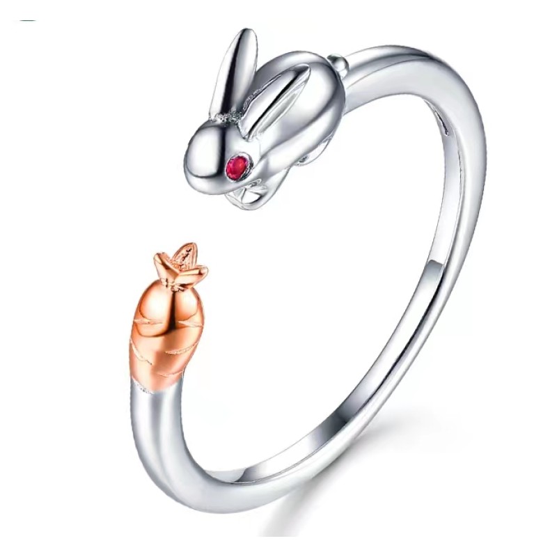 925 silver rabbit opening ring