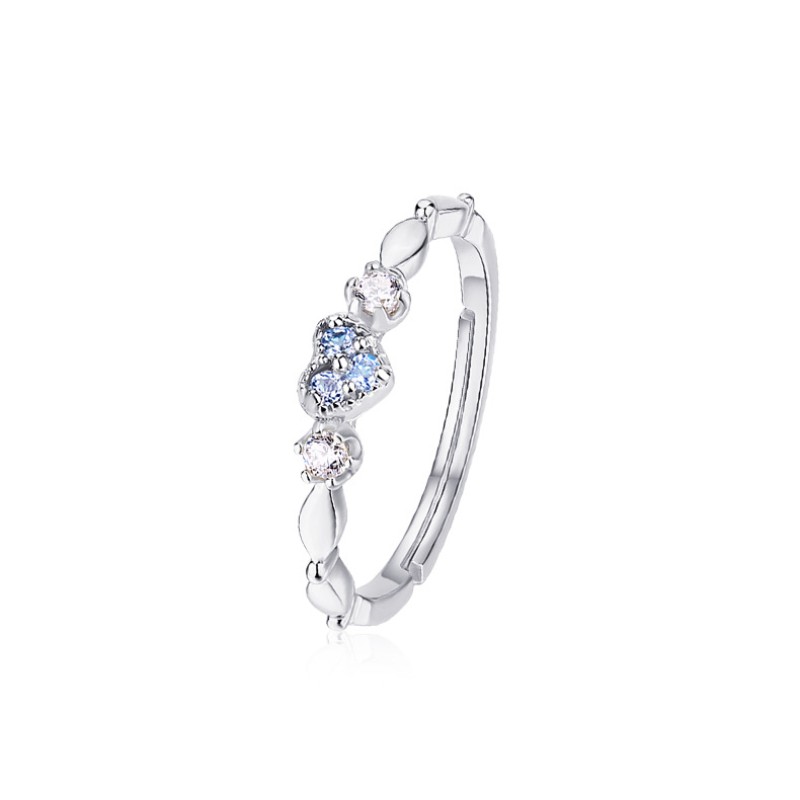 925 silver heart natural stone ring