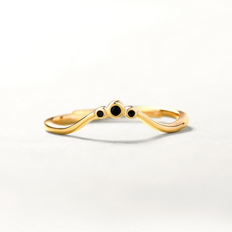 925 silver 9k gold plating black zircon ring