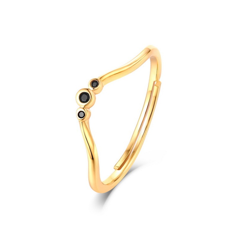 925 silver 9k gold plating black zircon ring