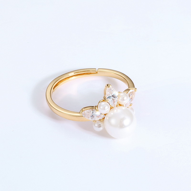 925 silver crown pearl and diamond ring