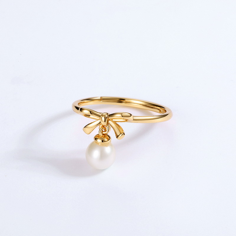 925 silver bow pearl ring