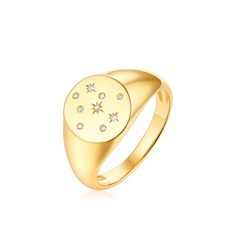 925 silver 9k gold plating star zircon ring