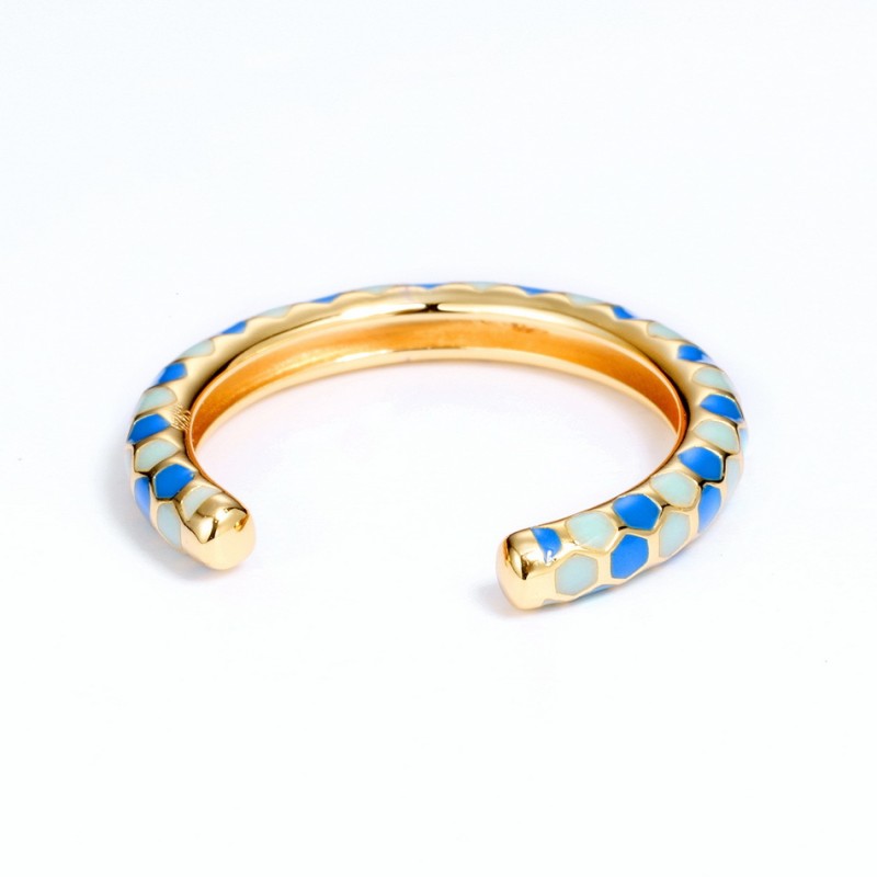 925 silver gold plating mosaic opening ring