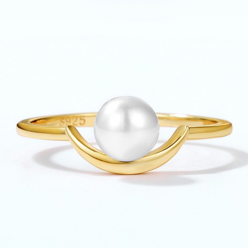 925 silver 9k gold plating pearl ring