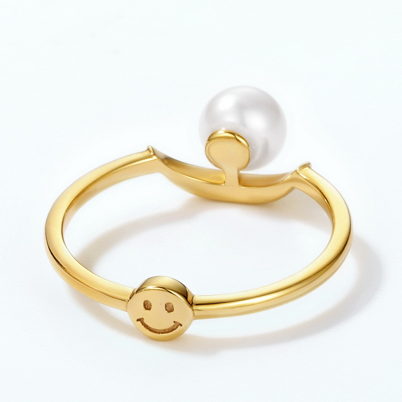 925 silver 9k gold plating pearl ring