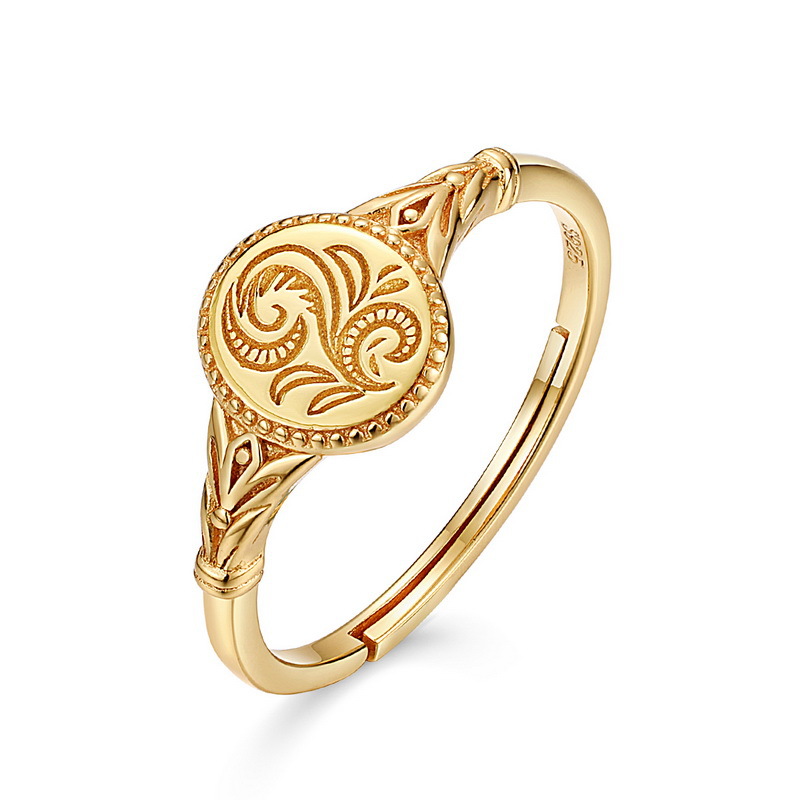 925 silver 9k gold plating flower figure ring