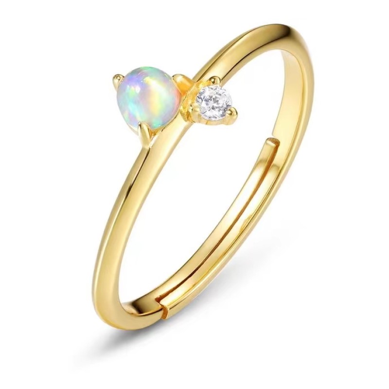 925 silver 10k gold plating Opal stone ring