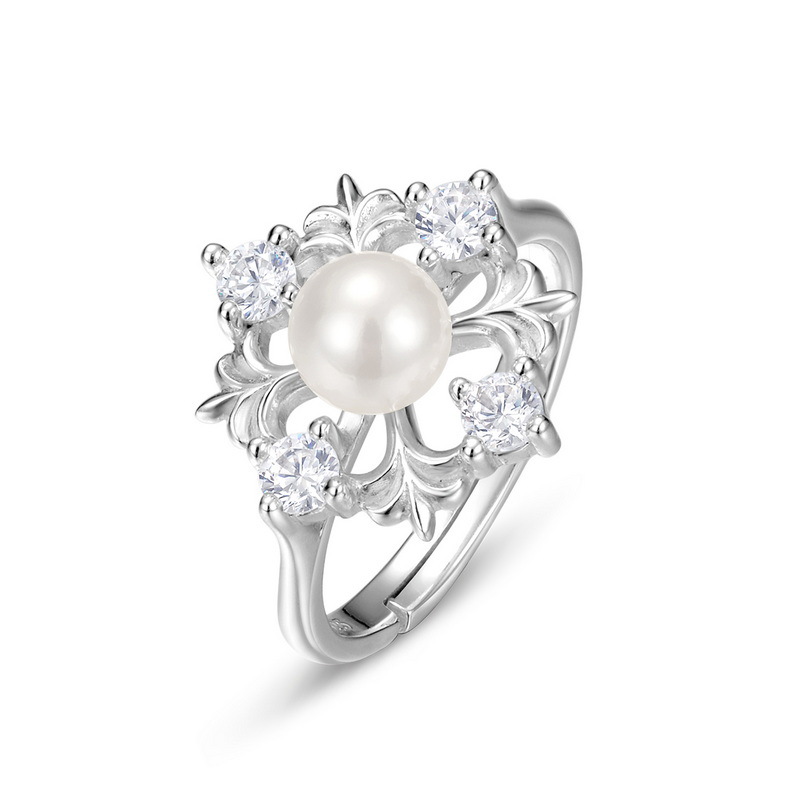 925 silver snow pearl ring