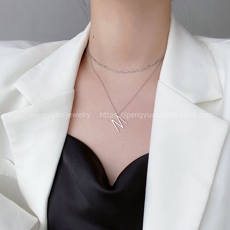 925 silver letter necklace