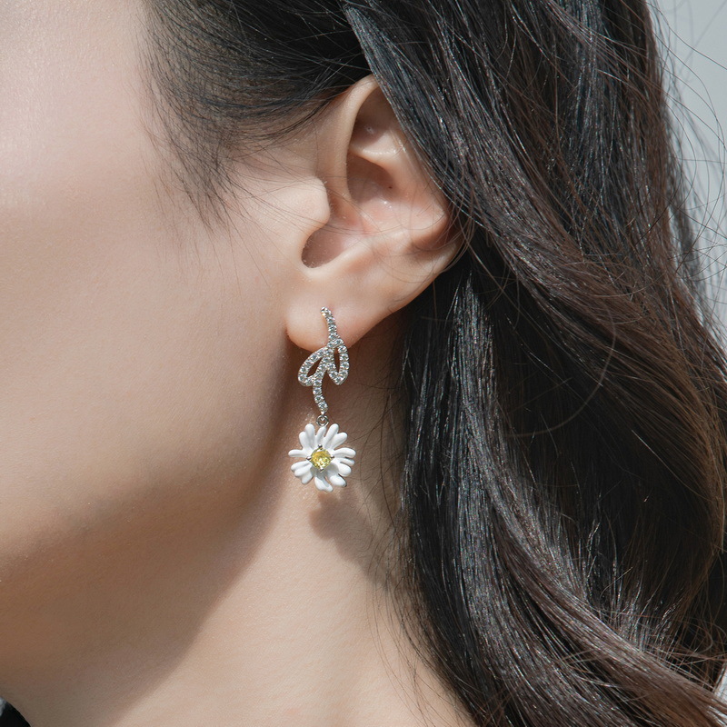 925 silver flower earrings