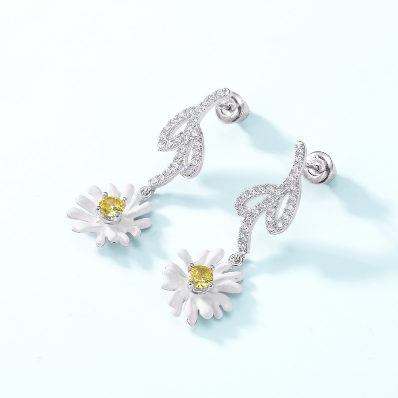 925 silver flower earrings