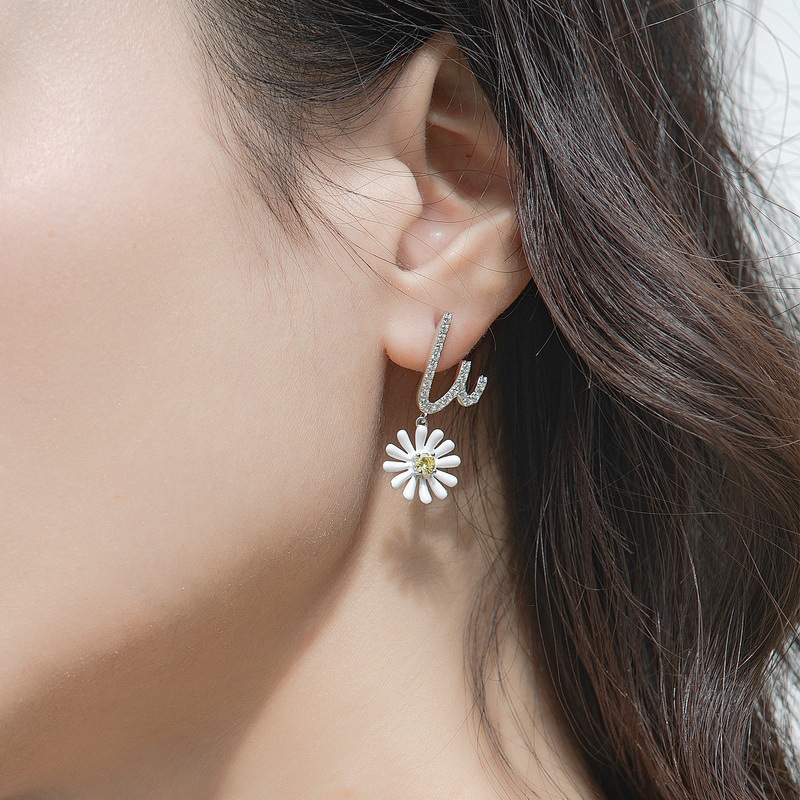 925 silver flower earrings