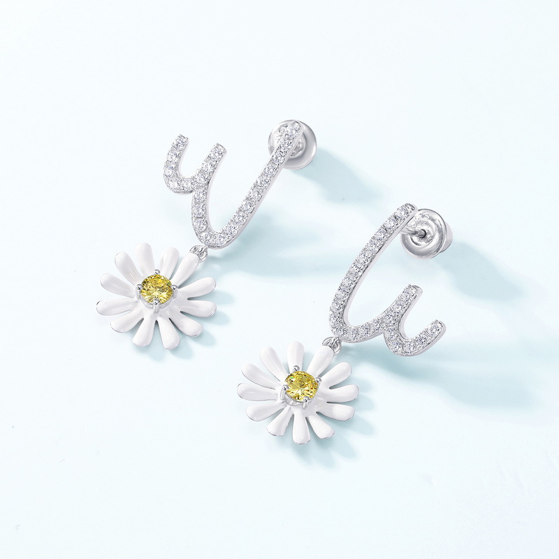 925 silver flower earrings