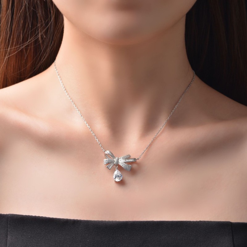 925 silver bow necklace