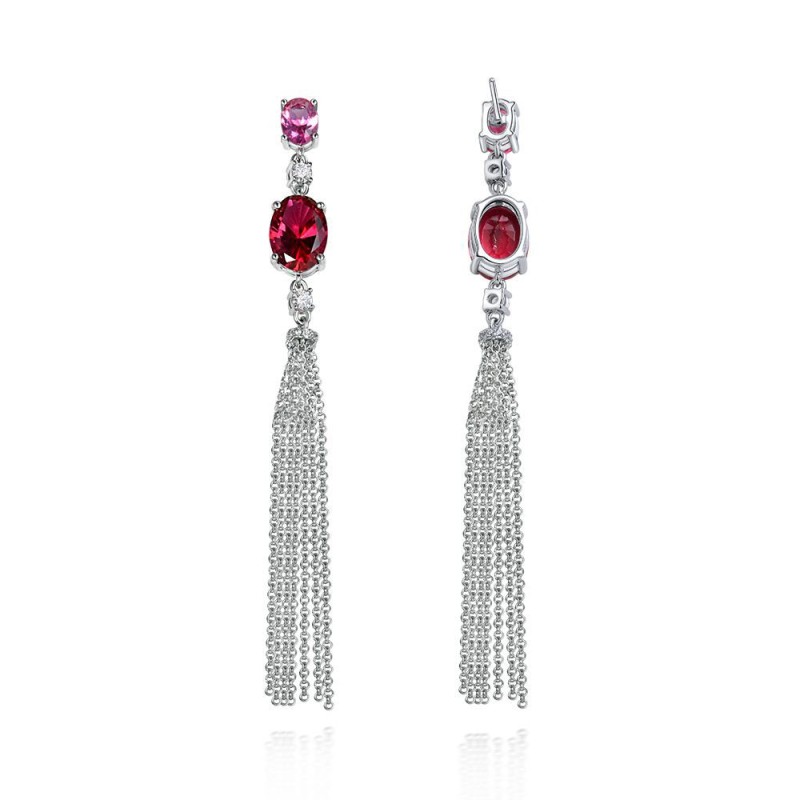 925 silver 5ct gemstone tassels earrings