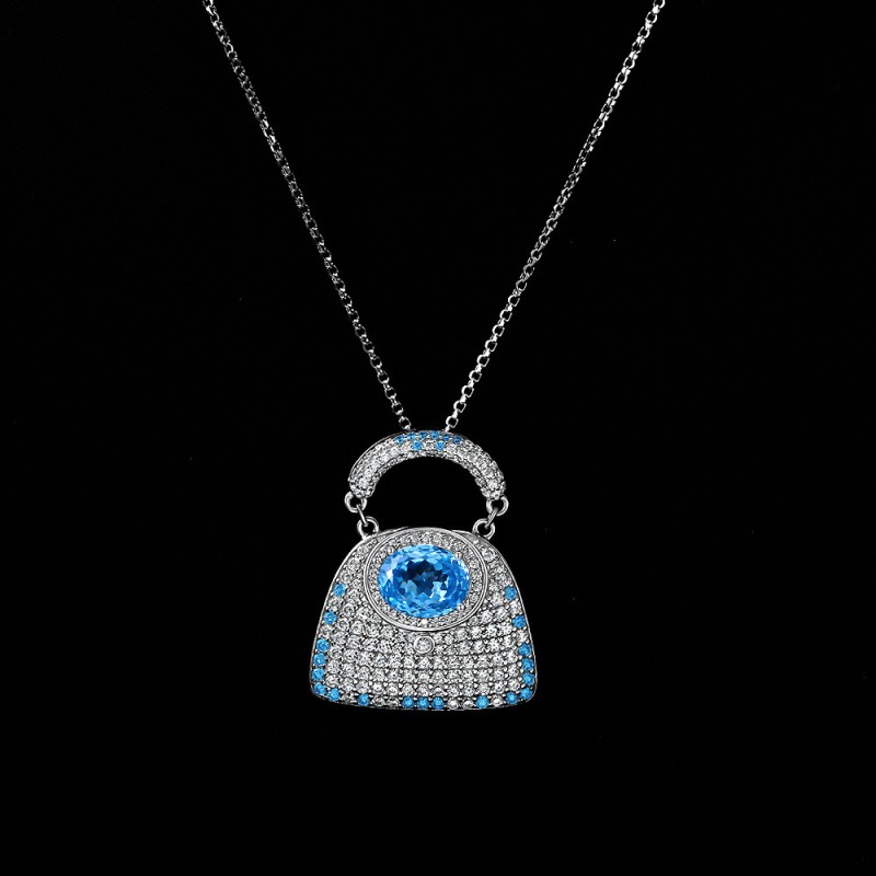 925 silver bag 2ct diamond necklace