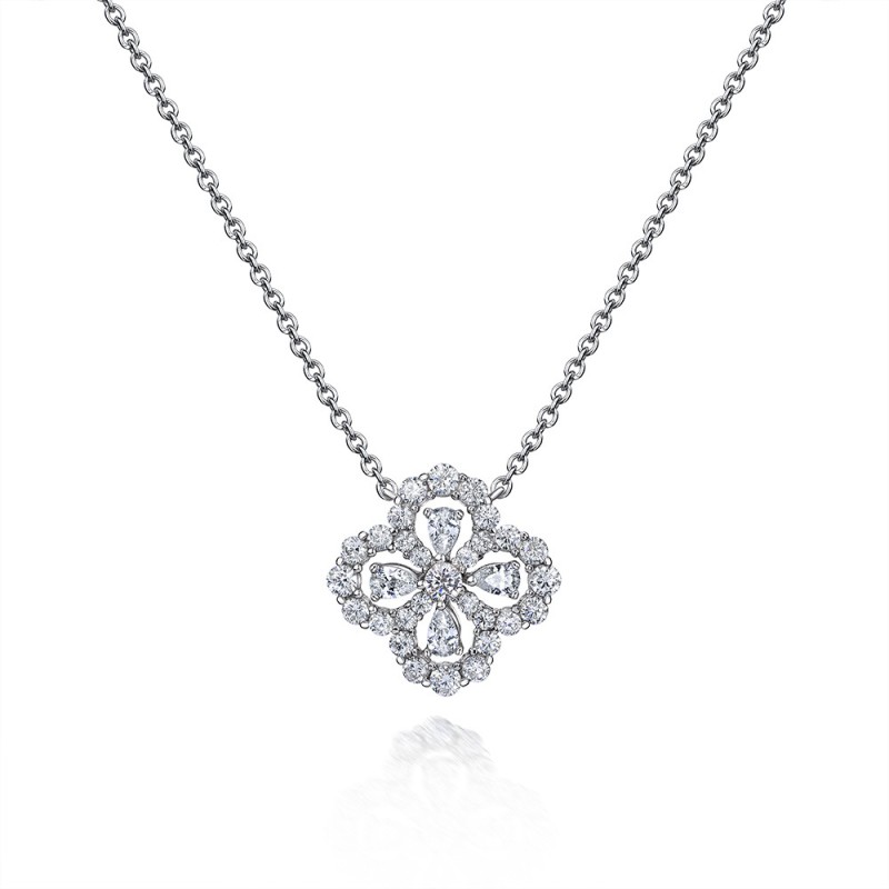 925 silver four leaf clover diamond necklace