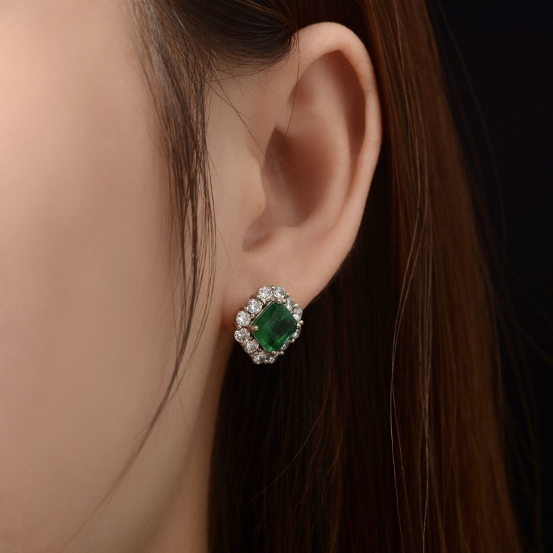 925 silver 2ct emerald earrings