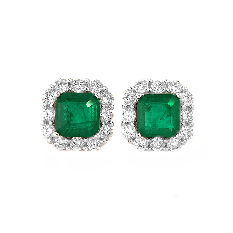 925 silver 2ct emerald earrings